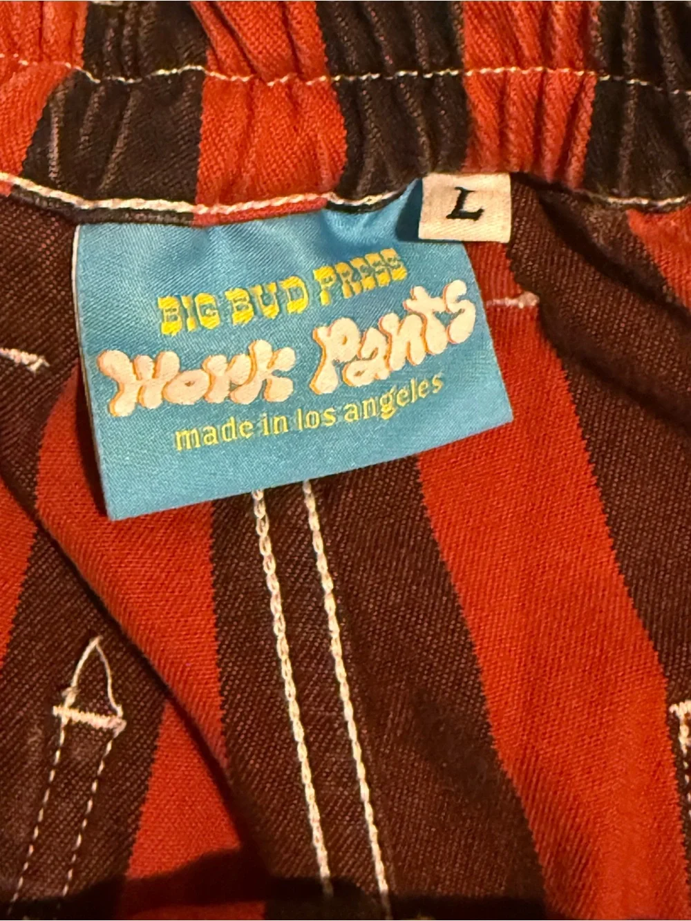 Big Bud Press Work Pants-Red and Black Vertical Stripe - Picture 5 of 12
